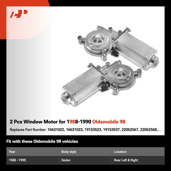 2 Pcs Window Motor for 1988-1990 Oldsmobile 98