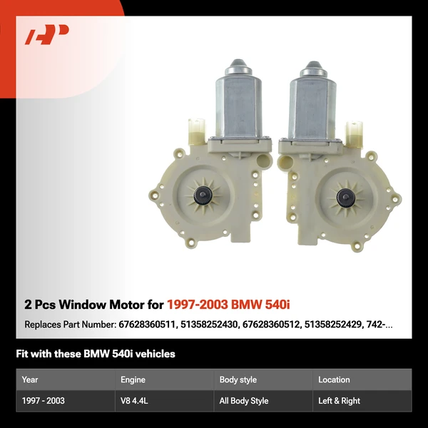 2 Pcs Window Motor for 1997-2003 BMW 540i