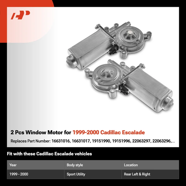 2 Pcs Window Motor for 1999-2000 Cadillac Escalade