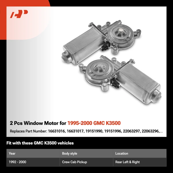 2 Pcs Window Motor for 1995-2000 GMC K3500