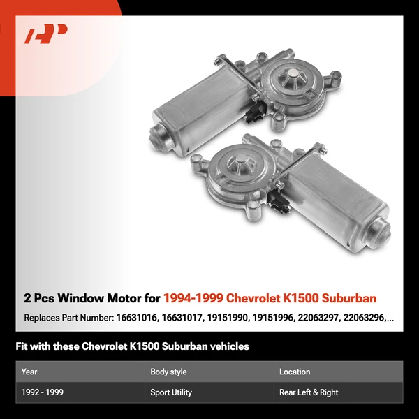 2 Pcs Window Motor for 1994-1999 Chevrolet K1500 Suburban