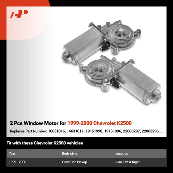 2 Pcs Window Motor for 1999-2000 Chevrolet K2500