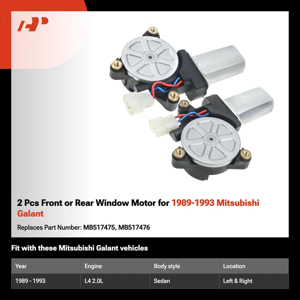 2 Pcs Front or Rear Window Motor for 1989-1993 Mitsubishi Galant