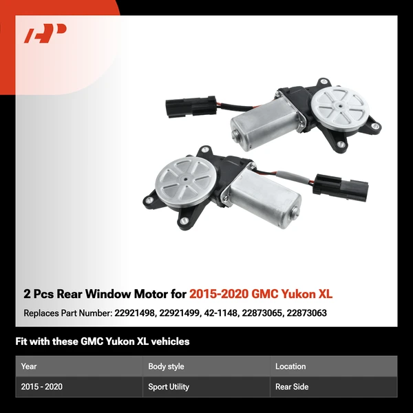 2 Pcs Rear Window Motor for 2015-2020 GMC Yukon XL