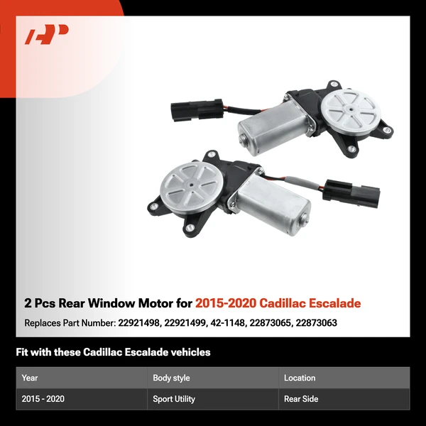 2 Pcs Rear Window Motor for 2015-2020 Cadillac Escalade