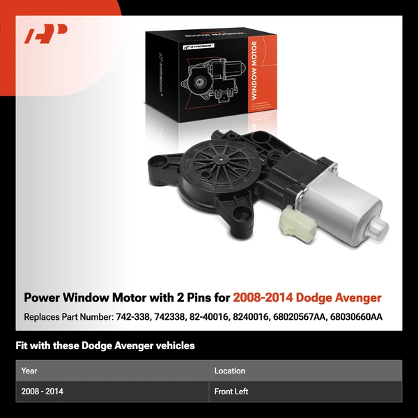 Power Window Motor with 2 Pins for 2008-2014 Dodge Avenger