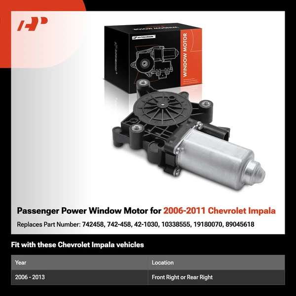 Passenger Power Window Motor for 2006-2011 Chevrolet Impala