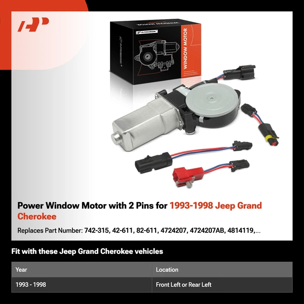 Power Window Motor with 2 Pins for 1993-1998 Jeep Grand Cherokee