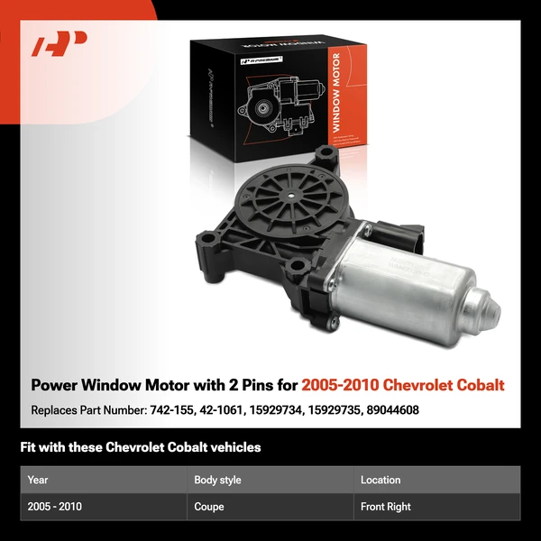 Power Window Motor with 2 Pins for 2005-2010 Chevrolet Cobalt