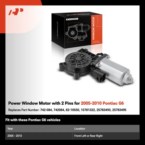 Power Window Motor with 2 Pins for 2005-2010 Pontiac G6