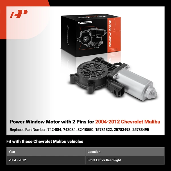 Power Window Motor with 2 Pins for 2004-2012 Chevrolet Malibu