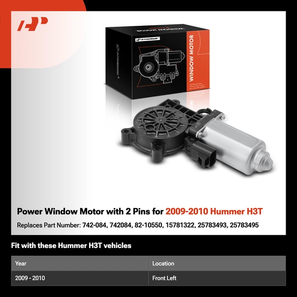 Power Window Motor with 2 Pins for 2009-2010 Hummer H3T