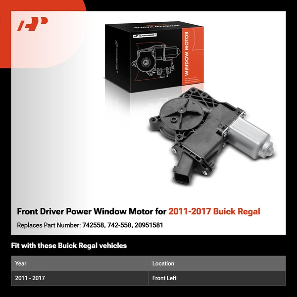 Front Driver Power Window Motor for 2011-2017 Buick Regal