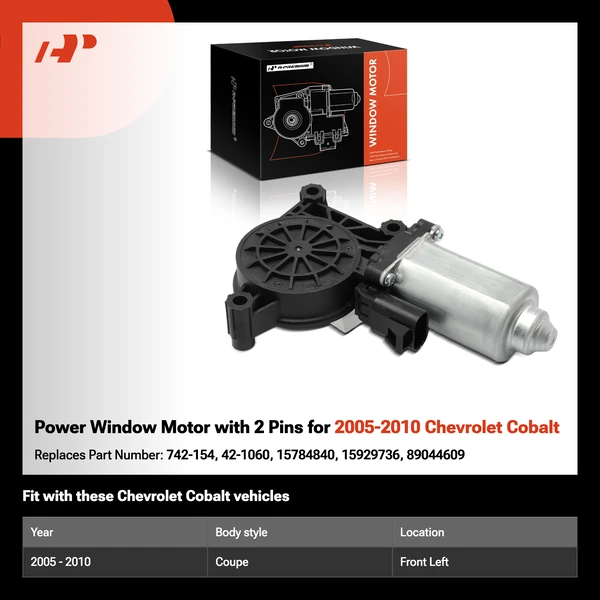Power Window Motor with 2 Pins for 2005-2010 Chevrolet Cobalt
