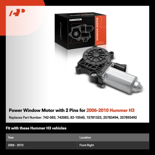 Power Window Motor with 2 Pins for 2006-2010 Hummer H3