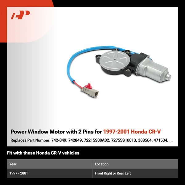 Power Window Motor with 2 Pins for 1997-2001 Honda CR-V