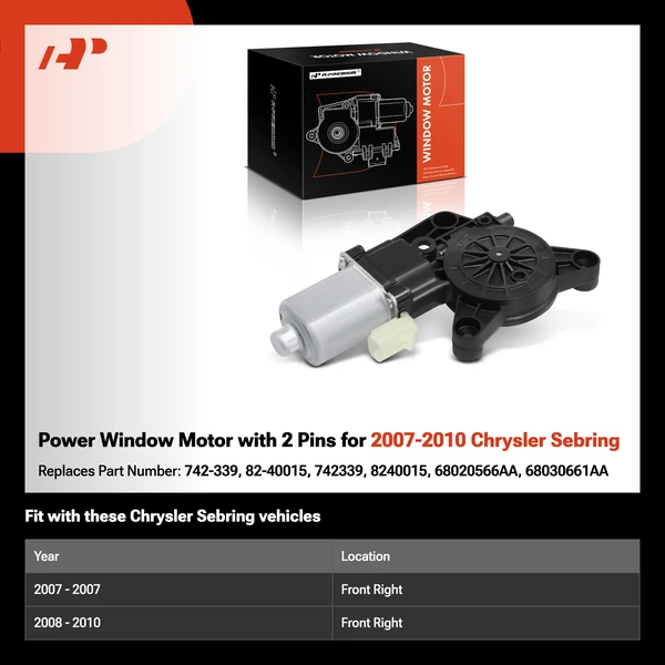 Power Window Motor with 2 Pins for 2007-2010 Chrysler Sebring