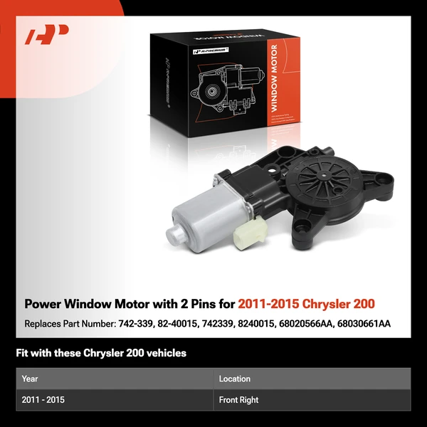Power Window Motor with 2 Pins for 2011-2015 Chrysler 200