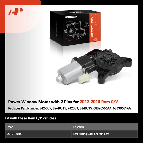 Power Window Motor with 2 Pins for 2012-2015 Ram C/V