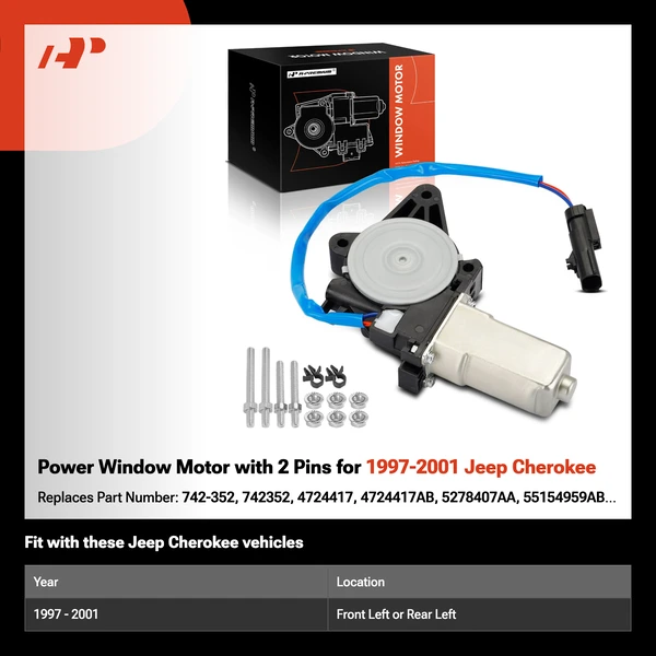 Power Window Motor with 2 Pins for 1997-2001 Jeep Cherokee