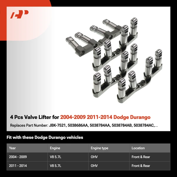 4 Pcs Valve Lifter for 2004-2009 2011-2014 Dodge Durango