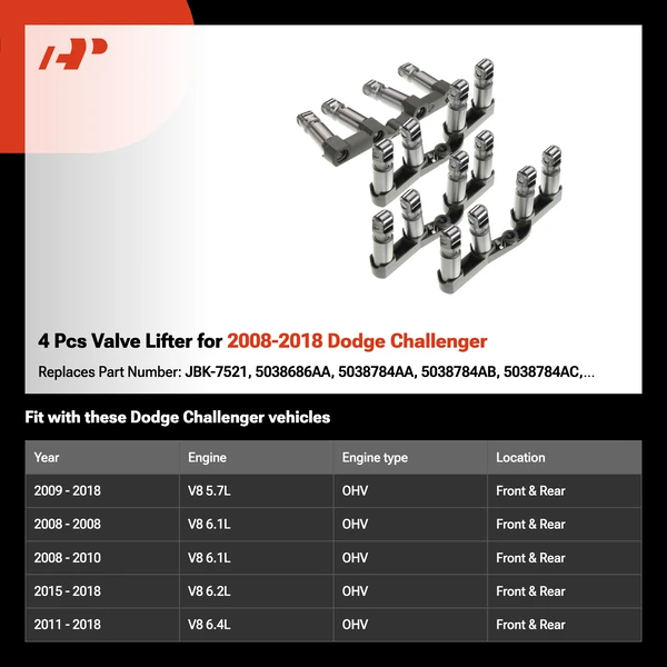 4 Pcs Valve Lifter for 2008-2018 Dodge Challenger