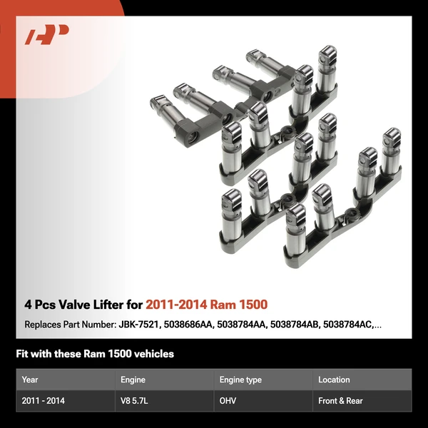 4 Pcs Valve Lifter for 2011-2014 Ram 1500