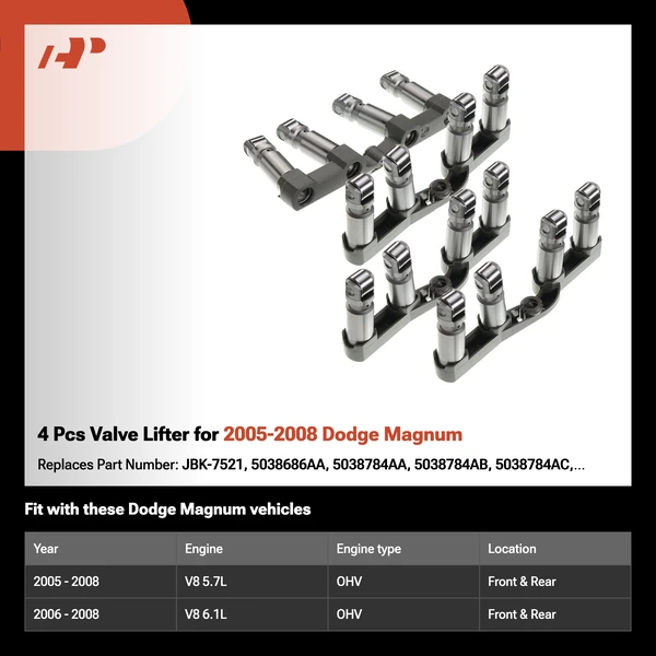 4 Pcs Valve Lifter for 2005-2008 Dodge Magnum
