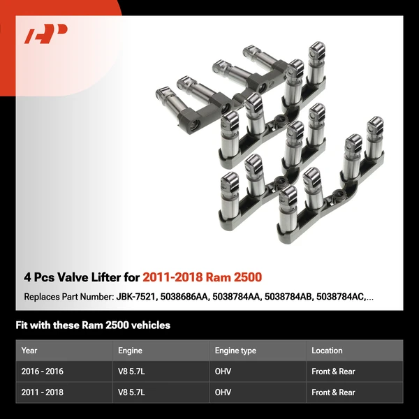 4 Pcs Valve Lifter for 2011-2018 Ram 2500