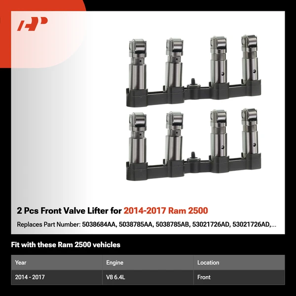 2 Pcs Front Valve Lifter for 2014-2017 Ram 2500