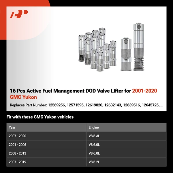 16 Pcs Active Fuel Management DOD Valve Lifter for 2001-2020 GMC Yukon