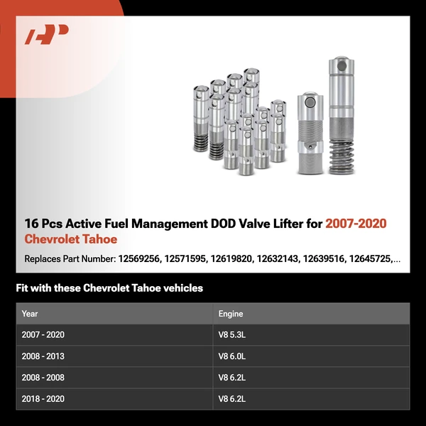 16 Pcs Active Fuel Management DOD Valve Lifter for 2007-2020 Chevrolet Tahoe