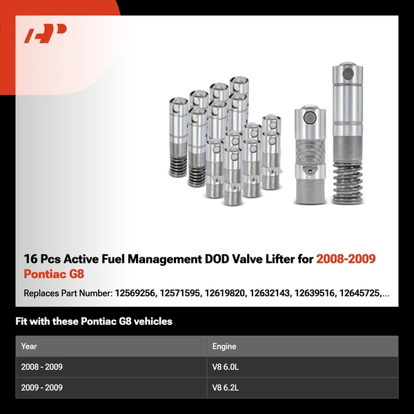 16 Pcs Active Fuel Management DOD Valve Lifter for 2008-2009 Pontiac G8
