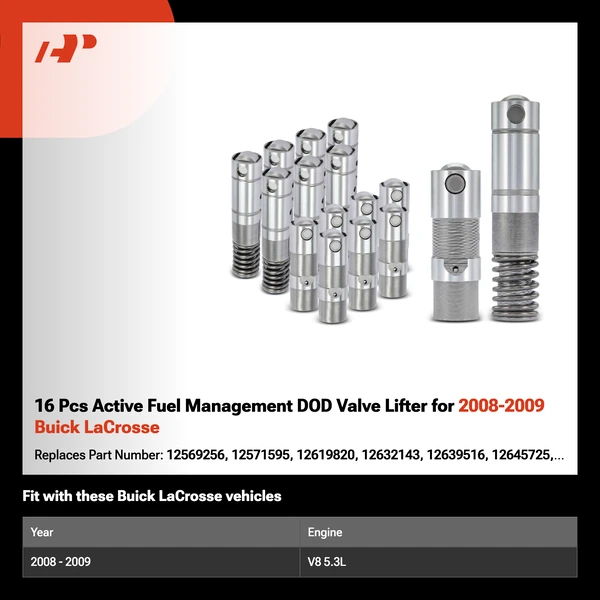 16 Pcs Active Fuel Management DOD Valve Lifter for 2008-2009 Buick LaCrosse
