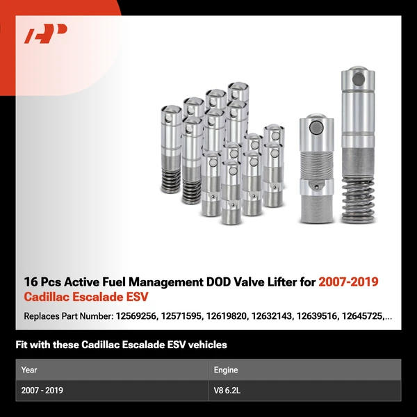 16 Pcs Active Fuel Management DOD Valve Lifter for 2007-2019 Cadillac Escalade ESV