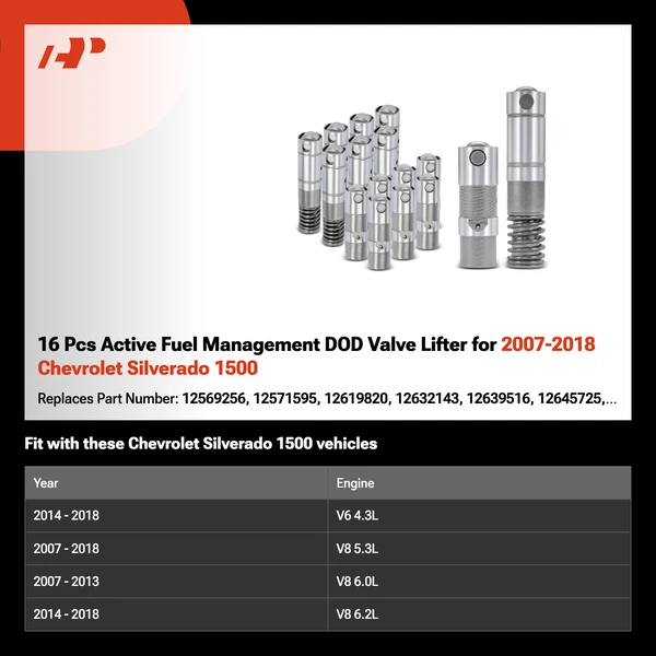 16 Pcs Active Fuel Management DOD Valve Lifter for 2007-2018 Chevrolet Silverado 1500