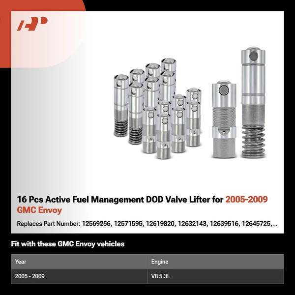 16 Pcs Active Fuel Management DOD Valve Lifter for 2005-2009 GMC Envoy