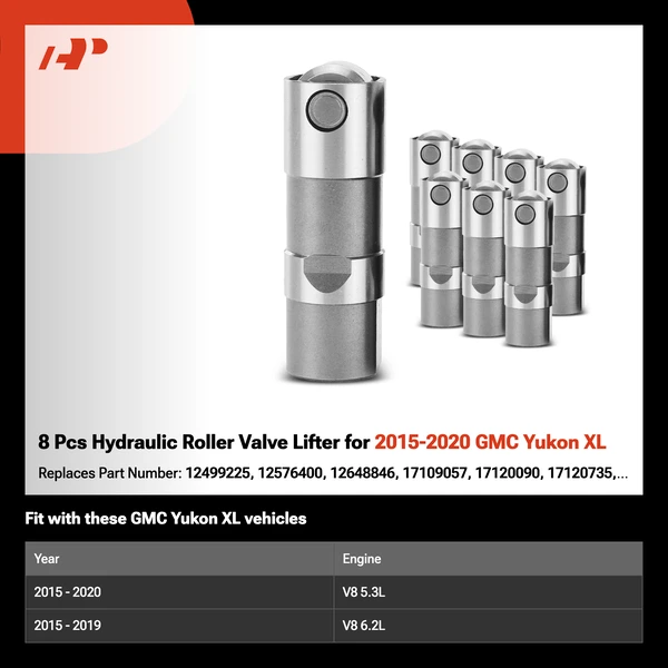 8 Pcs Hydraulic Roller Valve Lifter for 2015-2020 GMC Yukon XL