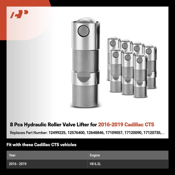 8 Pcs Hydraulic Roller Valve Lifter for 2016-2019 Cadillac CTS