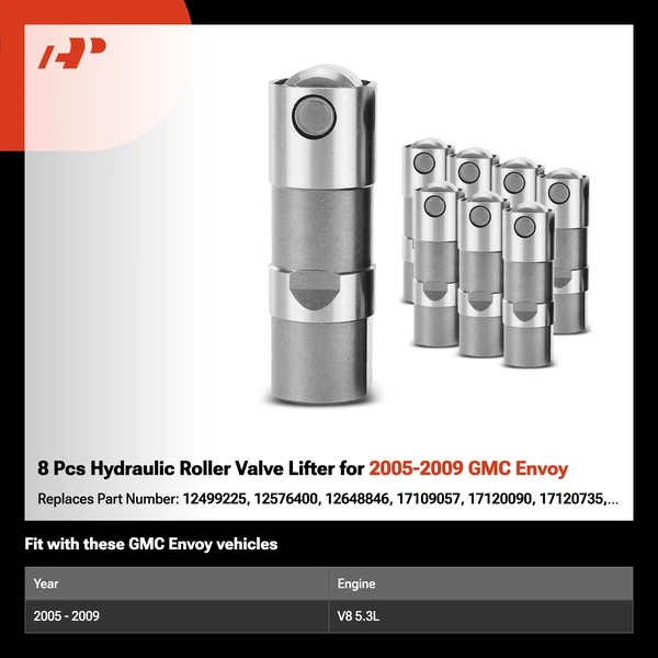 8 Pcs Hydraulic Roller Valve Lifter for 2005-2009 GMC Envoy