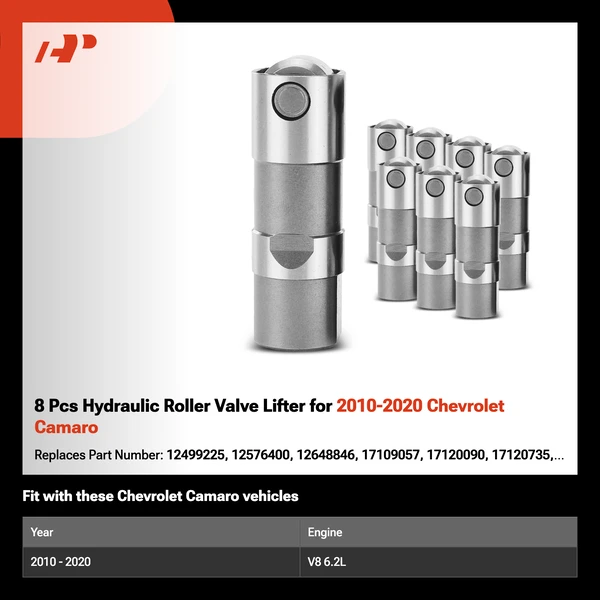 8 Pcs Hydraulic Roller Valve Lifter for 2010-2020 Chevrolet Camaro