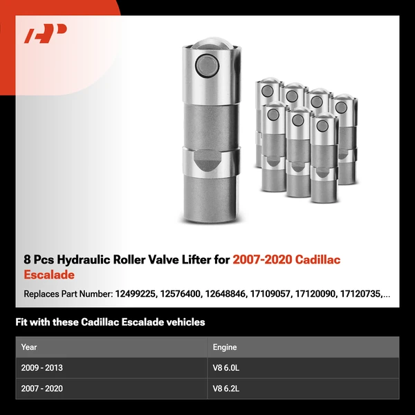 8 Pcs Hydraulic Roller Valve Lifter for 2007-2020 Cadillac Escalade