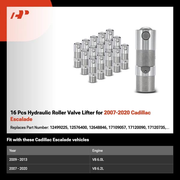 16 Pcs Hydraulic Roller Valve Lifter for 2007-2020 Cadillac Escalade