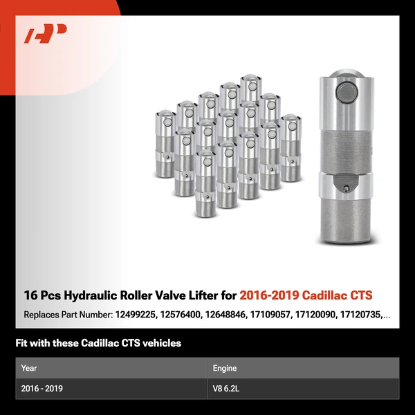 16 Pcs Hydraulic Roller Valve Lifter for 2016-2019 Cadillac CTS