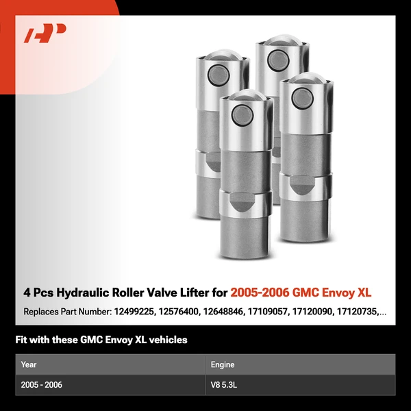 4 Pcs Hydraulic Roller Valve Lifter for 2005-2006 GMC Envoy XL
