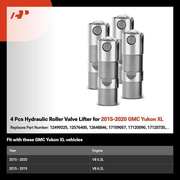 4 Pcs Hydraulic Roller Valve Lifter for 2015-2020 GMC Yukon XL