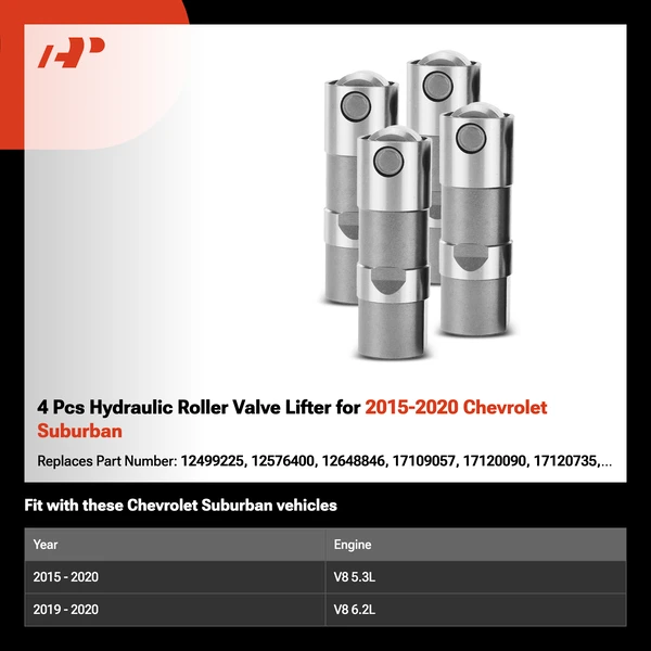 4 Pcs Hydraulic Roller Valve Lifter for 2015-2020 Chevrolet Suburban