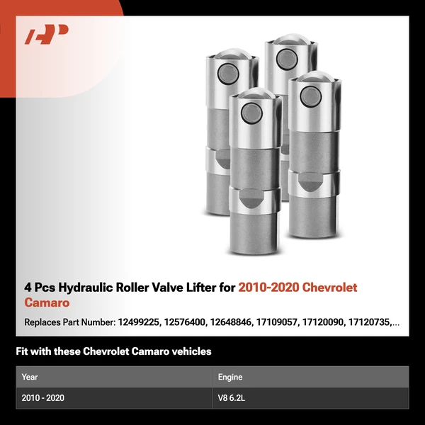 4 Pcs Hydraulic Roller Valve Lifter for 2010-2020 Chevrolet Camaro