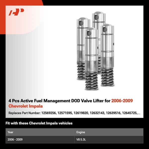 4 Pcs Active Fuel Management DOD Valve Lifter for 2006-2009 Chevrolet Impala