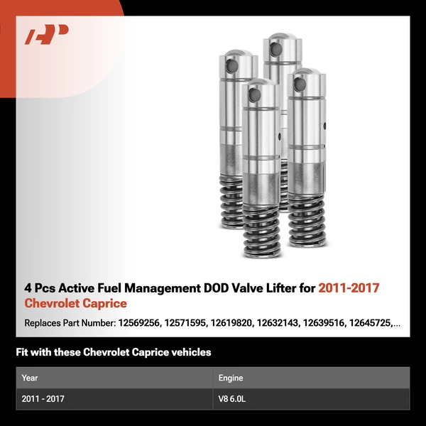 4 Pcs Active Fuel Management DOD Valve Lifter for 2011-2017 Chevrolet Caprice